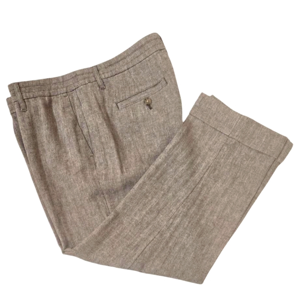 J. Jill Brown Herringbone Crop Cuffed Pants Size 10